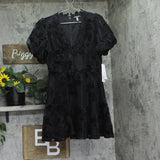 Aqua Womens Lace Puff Sleeve Mini Dress IDM12303 Black M