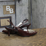 A New Day Womens Serafina Heels Strap Back Rhinestone 94661782 Burgundy Red 7M