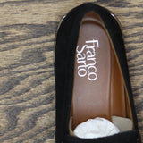 Franco Sarto Womens Carolynn Lug Sole Loafer with Tassel Detail Black Suede 8.5M