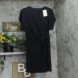 Elan Womens Side Tie Cotton Mini Dress MC-50106JC Black XL