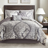 Madison Park Vienna Sateen Cotton 7-Piece Comforter Set Vienna Grey Queen