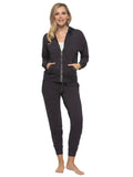 Felina Womens Velvet Trim Terry Lounge Jacket 900824 Parisian Night Blue 2X