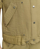DKNY Snap Front Roll Tab Short Sleeve Shacket Jacket Shirt Pale Moss Green XS