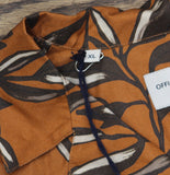 Officine Generale Button-Down Camp Shirt Rouille Iced Coffee Brown Multi XL