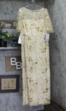 JS Collections Sleeve Sequin Embellished Column Gown Dress Gold Yellow 18
