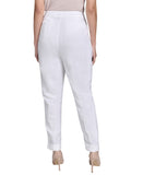 Calvin Klein Linen-Blend Mid Rise Slim-Leg Pants T52PA072 White 8P