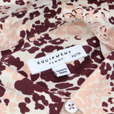 Equipment Womens Button Up Silk Animal Print Long Sleeve Shirt Pink Leopard XS