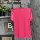 Reebok Womens Active Wear Tee Pullover Shirt Top 100205295 Bold Pink M