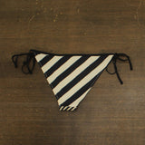 Solid & Striped Side Tie Iris Bikini Bottom Noir Black / Khaki Stripe L