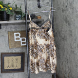 INC International Concepts Lace-Trim Chemise Nightgown Mixed Animal Brown L