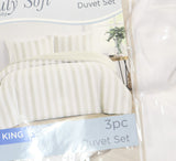 Truly Soft Aiden Stripe Duvet Set Polyester 3-Piece Beige Brown Stripe King