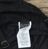 Island Escape Womens Crochet Underwire Tankini Top Swim N760149 Black 14