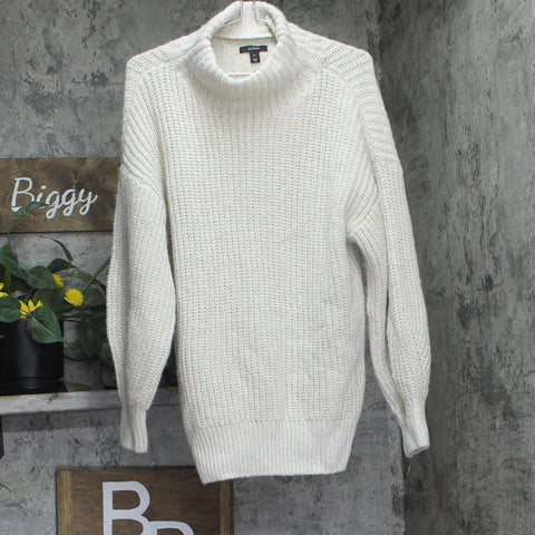 Alfani Womens Lurex Knit Acrylic Sweater Turtleneck Stone Off White XL