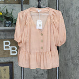 Lc Lauren Conrad Womens Cropped Ruffled Button Top WL23W025RP