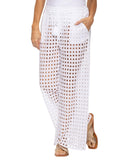 Dotti Womens Cotton Openwork Dot Drawstring-Waist Pants 85289 White XL