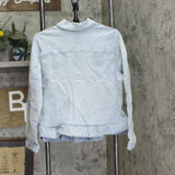 DG2 by Diane Gilman Ruffled-Hem Classic Stretch Denim Jacket Chambray Blue XL