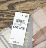 Style & Co. Tartan Plaid Scarf with Fringe SC9542501 Ivory Neutral Brown Multi