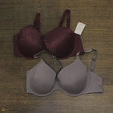 Auden Women's 2-Pack Lightly Lined Bra Rocket City Gray / Burgundy Mist 40D