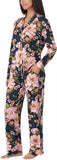 Room Service Womens 2-Piece Shawl Collar Pajama Set 1730042 Pink/Black Floral S