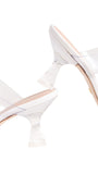 Stuart Weitzman Kristal Block Heel Slide Sandal S0369 Clear / White 9M
