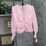 Bar III Womens Satin V-Neck Ruched Blouse 100143298 Pink 6
