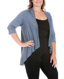 24seven Comfort Apparel Plus Size Elbow Length Sleeve Open Cardigan P020303