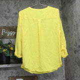 JM Collection Roll-Tab Woven V-Neck Utility Top 100104331MS Primrose Yellow L