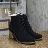 Toms Womens Suede Evelyn Lace-up Ankle Boot 10020231 Black Suede 8.5M