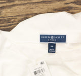 Karen Scott Womens Petite Cotton Boat-Neck Elbow-Sleeve Dress White PS