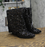 A New Day Womens Abba Sequin Foldover Tall Boots 91636693 Black 7M