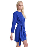 DKNY Womens Solid Side-Knot Long-Sleeve Dress DD4JGD35 Radiant Blue 6