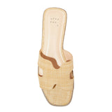 A New Day Womens Nina Raffia Wide Width H-Band Slide Sandals Beige Brown 7W