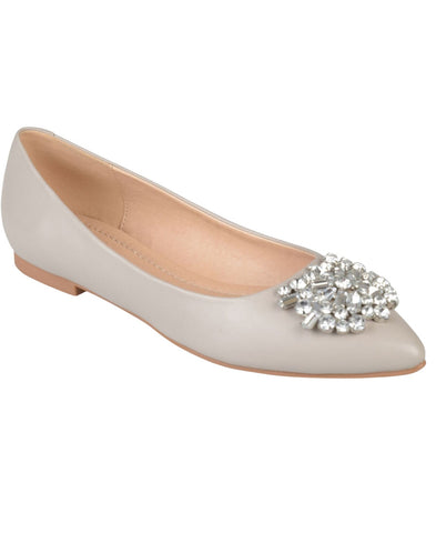 Journee Collection Womens Renzo Jeweled Flats RENZO-WD Gray 5.5W