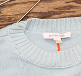 Peace Love World Crewneck Sweater w/ Pop Color Detail Soft Seafoam Blue Green S