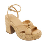 A New Day Raffia Block Heel Crisscross Sandal Open Toe Natural Tan Brown 9.5M