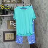 Comfort Code By Cuddl Duds Soft & Light Knit Pajama Set Pool Green / Pups M