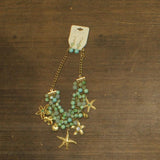 G by Comet Beaded Multirow Earring Necklace Set Gold / Turquoise Blue 18" + 3"