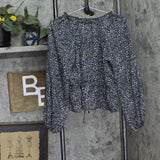 Universal Thread Womens Balloon Long Sleeve Blouse 92235285 Black Abstract S