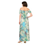 Aidan Mattox by Adrianna Papell Floral Jacquard Pleated Gown Dress Blue Multi 10