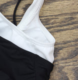 Mimi Flamingo Womens Layered Solids Drift One Piece Swimsuit Black / White 8