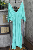 Raviya Womens Braid-Trim V-Neck Elastic Stretch Cover Up Dress Aqua Blue XL