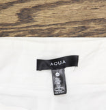 Aqua Lace Trim Belted Linen Blend Side Zip Shorts IPO81181 White XS