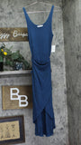 And Now This Knit Side-Tie Tulip Midi Wrap Dress MMD020822 Teal Blue Green S