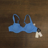 Salt + Cove Wavy-Scrunch Scoop-Neck Bralette Bikini Swim Top Capri Blue L