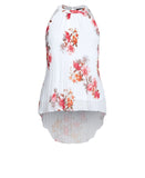 City Chic Hi-Low Sleeveless Pleated Tunic Top Ivory Floral Crush White 18W