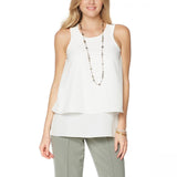 Dg2 By Diane Gilman Womens Mixed-Media Easy Tank 520772 Off White 2X