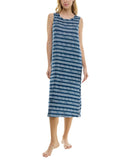 Roudelain Womens Printed Sleeveless Nightgown Knit EHJS362M Quartz Stripe Blue S
