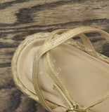 A New Day Raffia Block Heel Crisscross Sandal Open Toe Natural Tan Brown 9.5M