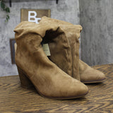 Universal Thread Wide Width Calf Junie Boots Ruched Faux Suede Tan Brown 7.5M-WC