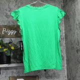 Karl Lagerfeld Ruffled Cap Sleeve Knit Top LP5T7888 Flore green 0X